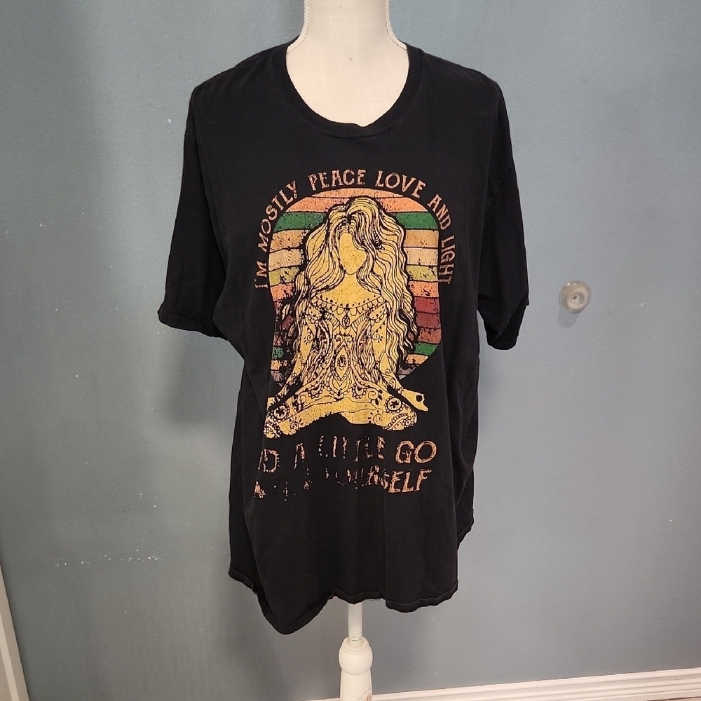 Vintage Mythical Rainbow I'm Mostly Peace Love And Light Distressed Grunge Shirt